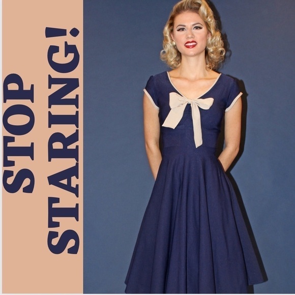 Stop Staring Dresses & Skirts - Stop Staring! Awesome Belinda Swing Dress,Navy, Sold-Out On-Line/Compare! Size S